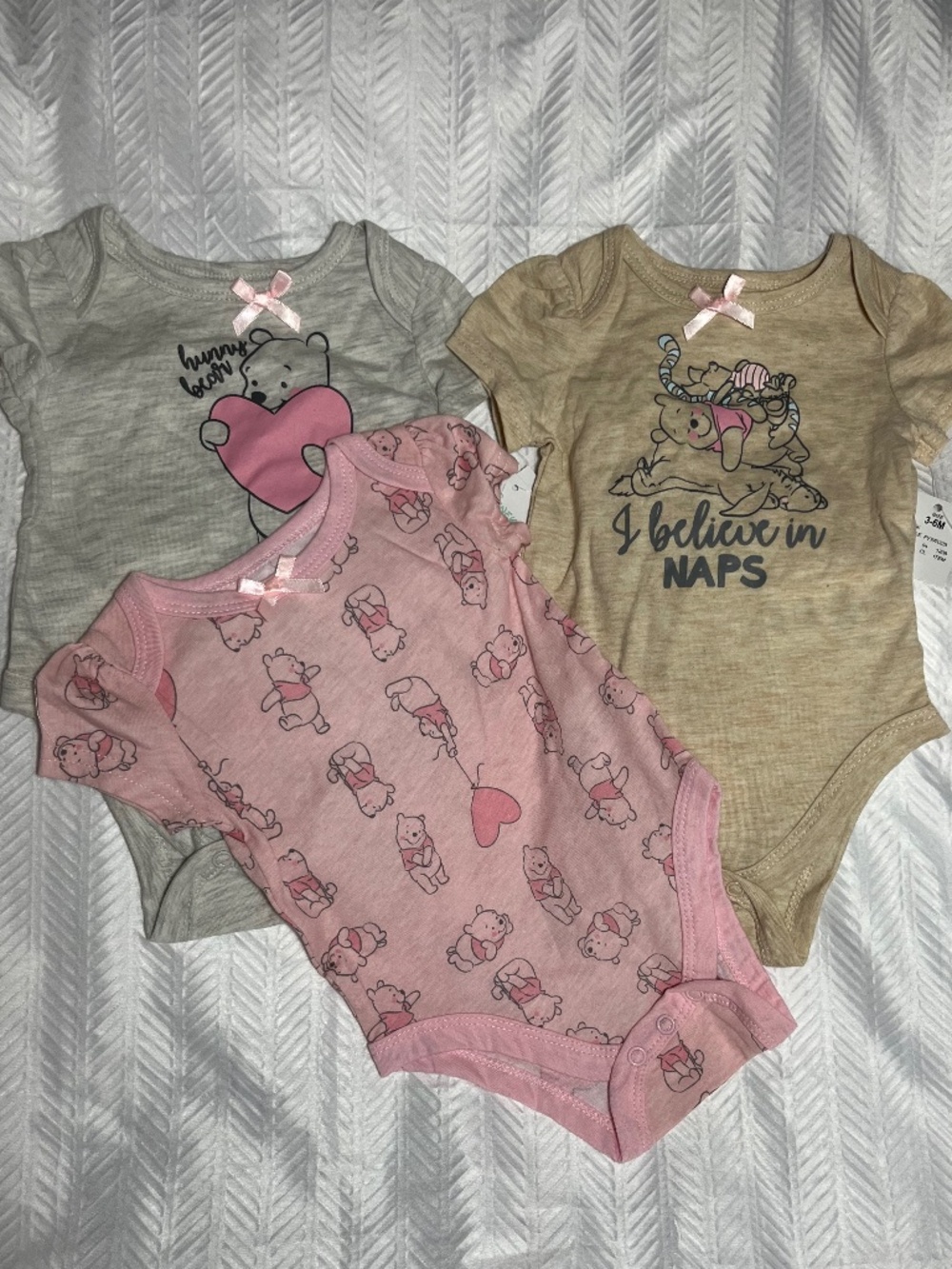 Winnie the Pooh 3-6 Months Onesies Bodysuits DISNEY Baby SET of 3! NEW